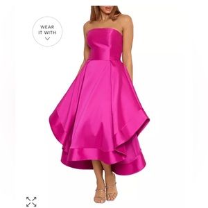 Aqua Mikado Strapless Gown hot pink size 4 Free Shipping